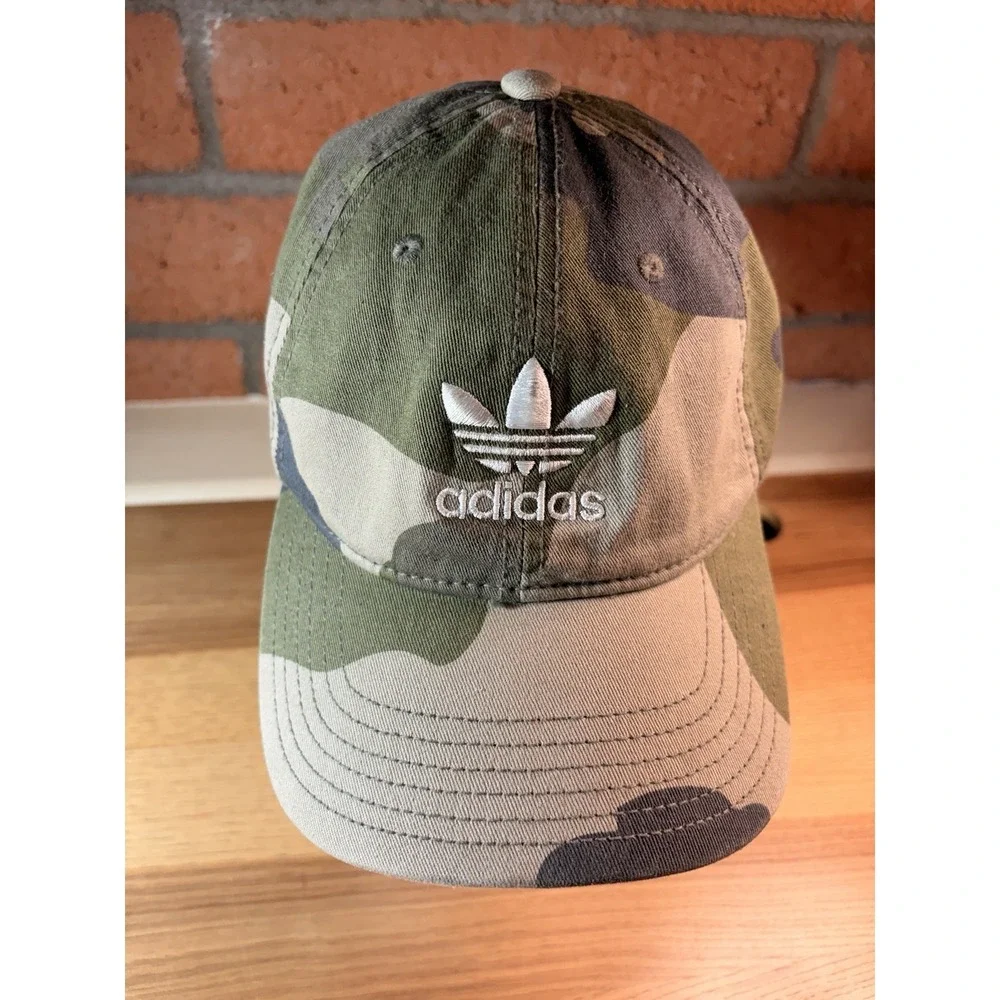 Adidas Trefoil Camo Strapback Adjustable Hat Cap Golf Tennis Dad Men Women Green